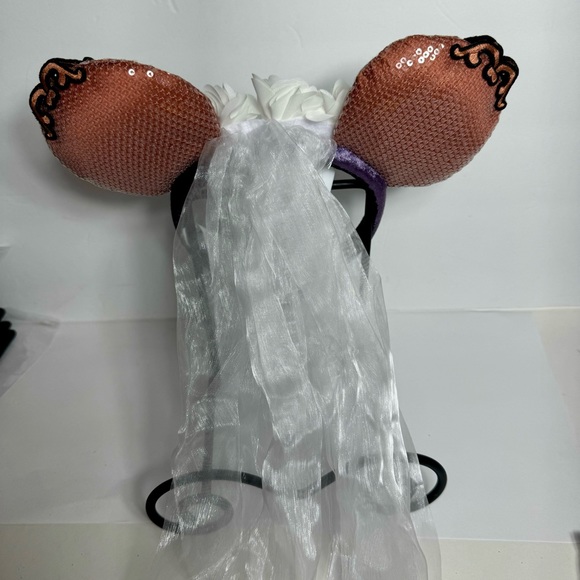 NWT. Disney Parks 2022 Haunted Mansion The Bride Veil Sequin Ears with v… - Picture 3 of 12